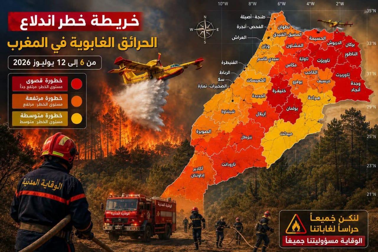 الوكالة الوطنية للمياه والغابات تؤكد..درجات الحرارة المرتفعة ترفع مؤشرات خطر الحرائق في عدة أقاليم